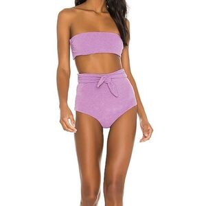 Mara Hoffman Lavender High Waisted String Bikini Set Jay Rae Small Medium Pastel